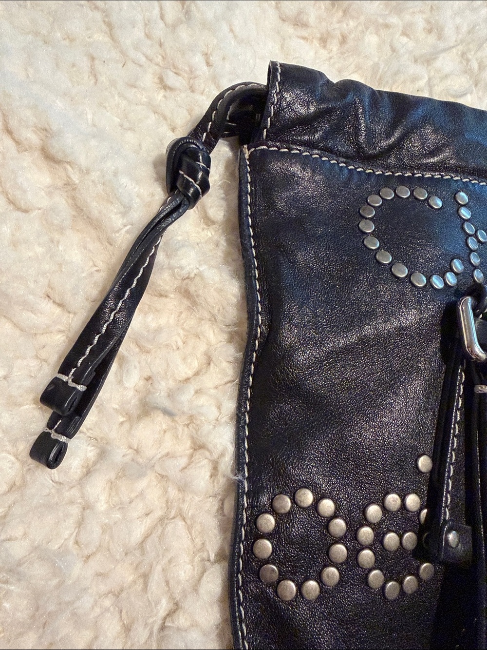 Chloe Patsy Studded Leather Drawstring Sack Shoulder Bag - Picture 12 of 14